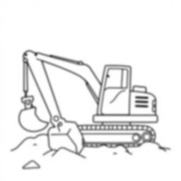 Free excavator digging - digging, excavator Coloring Page for Kids - Printable PDF & PNG