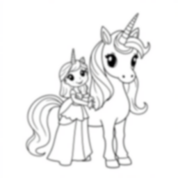 Free unicorn and princess - unicorn, princess Coloring Page for Kids - Printable PDF & PNG