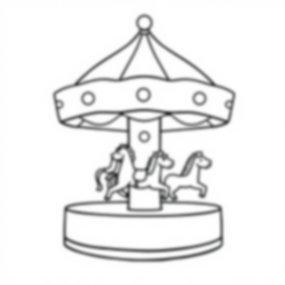 Free carousel - carousel, lights, fun Coloring Page for Kids - Printable PDF & PNG