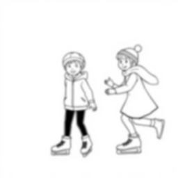 kids ice skating - kids, ice skating coloring page