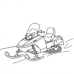 snowmobile in snow - snow, snowmobile coloring page