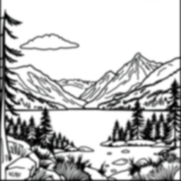 lake with mountains - lake, mountains coloring page