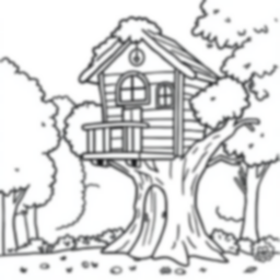 tree house - house, tree coloring page