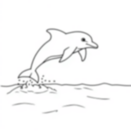 dolphin jumping out of water - water, dolphin, jumping coloring page