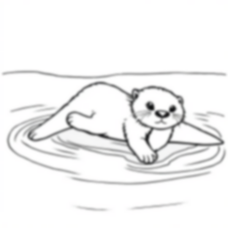 otter sliding - sliding, otter coloring page