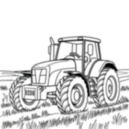 Free tractor in field - field, tractor Coloring Page for Kids - Printable PDF & PNG