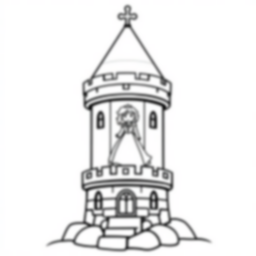 princess in tower - princess, tower coloring page