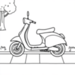 Free scooter on sidewalk - scooter, sidewalk Coloring Page for Kids - Printable PDF & PNG