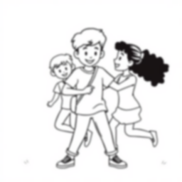 kids playing tag - playing, kids, tag coloring page