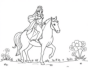 princess riding white horse - princess, riding, white horse coloring page