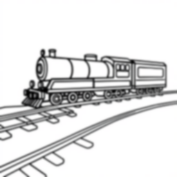 Free train on tracks - train, tracks Coloring Page for Kids - Printable PDF & PNG
