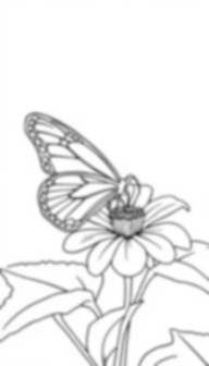 butterfly on flower - flower, butterfly coloring page