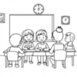children in classroom - children, classroom coloring page