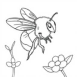 bee collecting nectar - bee, collecting, nectar coloring page