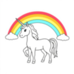 unicorn with rainbow - rainbow, unicorn coloring page