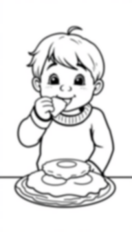 child eating latkes - eating, child, latkes coloring page