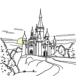 Free castle at sunset - castle, sunset Coloring Page for Kids - Printable PDF & PNG