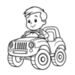 boy with toy car - boy, toy car coloring page