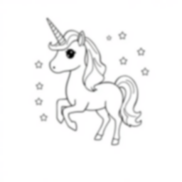 unicorn with stars - unicorn, stars coloring page