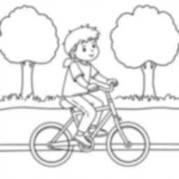 boy riding bike - boy, riding, bike coloring page