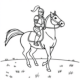 knight on horse - horse, knight coloring page