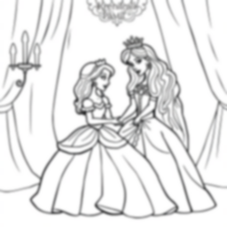 princess at royal ball - princess, royal ball coloring page