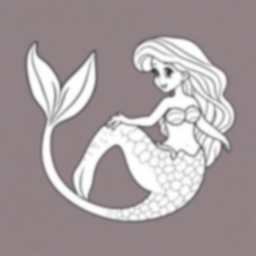 mermaid with shell - mermaid, shell coloring page
