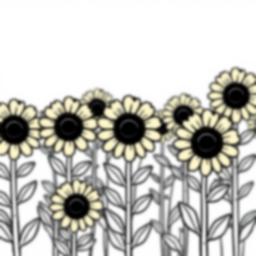 field of sunflowers - field, sunflowers coloring page