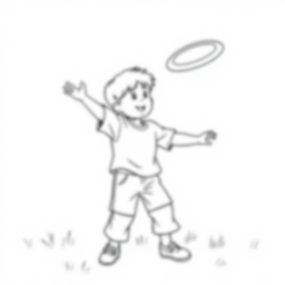 child throwing frisbee - child, throwing, frisbee coloring page