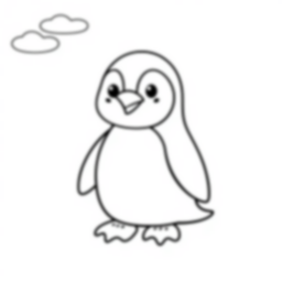 cute penguin - cute, penguin coloring page