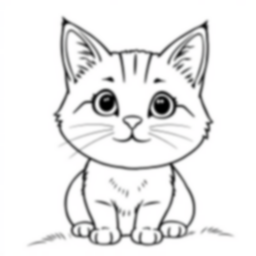 cute cat - cat, cute coloring page