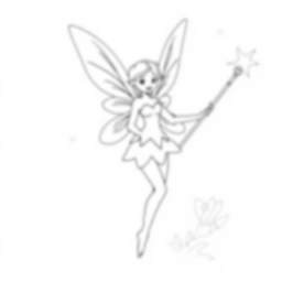fairy with wand - fairy, wand coloring page