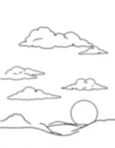 clouds at sunset - clouds, sunset coloring page