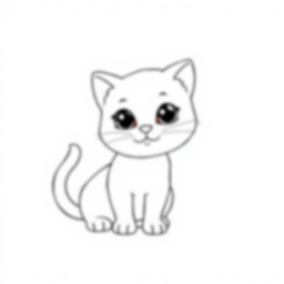 cute cat - cat, cute coloring page