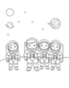 children as astronauts - children, astronauts coloring page