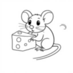 mouse with cheese - mouse, cheese coloring page