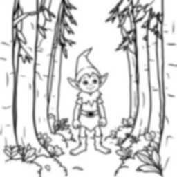 Free elf in forest - forest, elf Coloring Page for Kids - Printable PDF & PNG