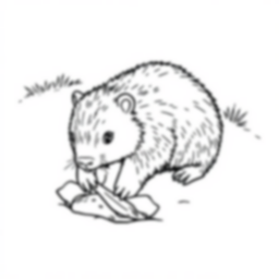 wombat digging - digging, wombat coloring page