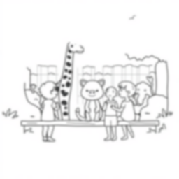 kids at zoo - kids, zoo coloring page