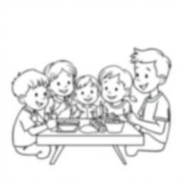 kids at lunch - kids, lunch coloring page