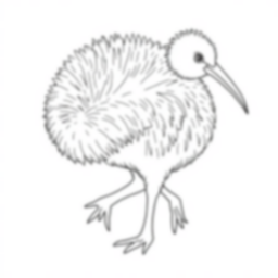 kiwi bird walking - kiwi bird, walking coloring page