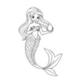 mermaid with pearl - mermaid, pearl coloring page