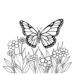butterfly garden - butterfly, garden coloring page
