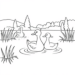 lake with ducks - lake, ducks coloring page