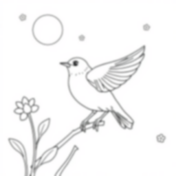 lark singing high - singing, high, lark coloring page