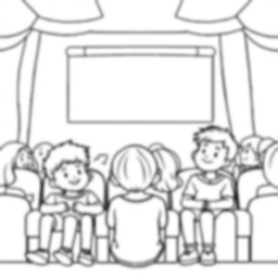 kids at movie - kids, movie coloring page