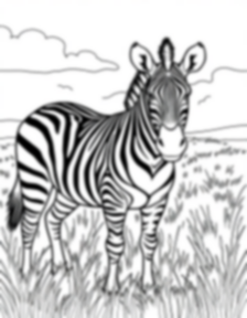 zebra in grasslands - zebra, grasslands coloring page