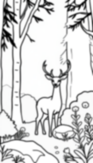 deer in forest - forest, deer coloring page