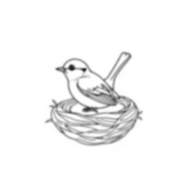 bluebird in nest - nest, bluebird coloring page