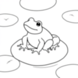 frog on lily pad - frog, lily pad coloring page